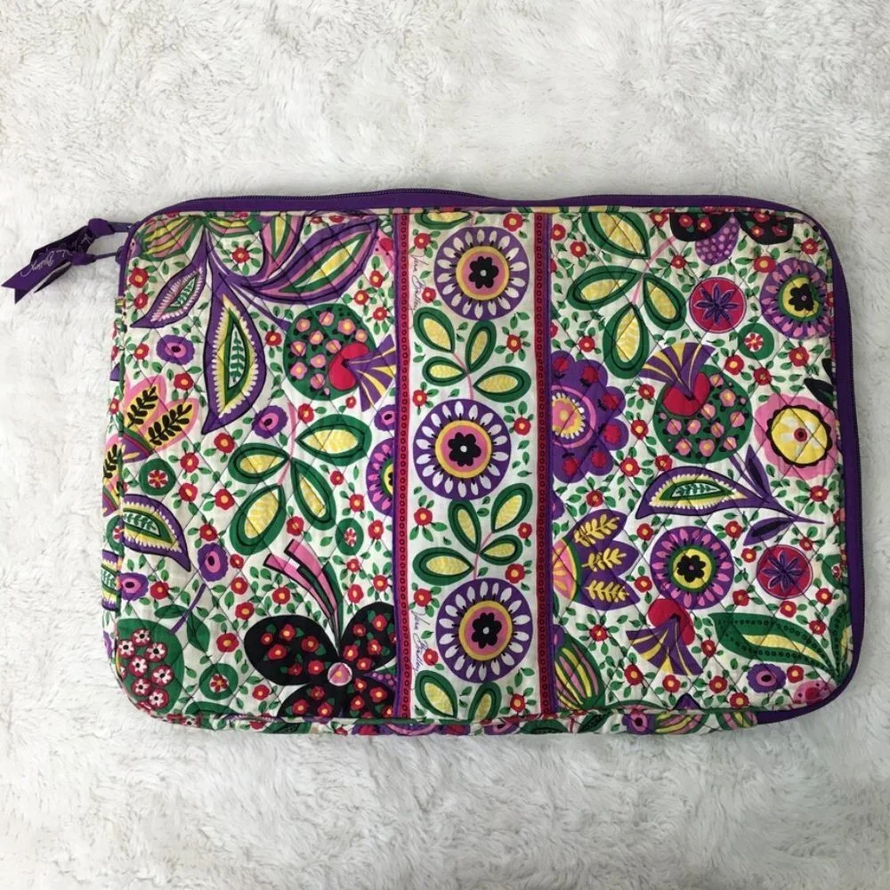 Vera Bradley Floral Multicolor Quilted Fabric Laptop Case Bag 11.5 x 16.5